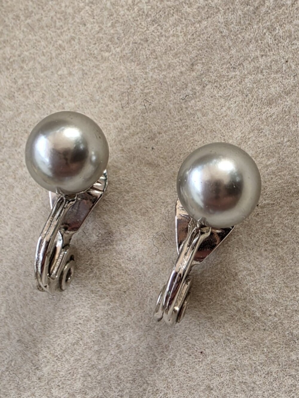 Monet Silver-Tone Faux Pearl Clip-On Earrings